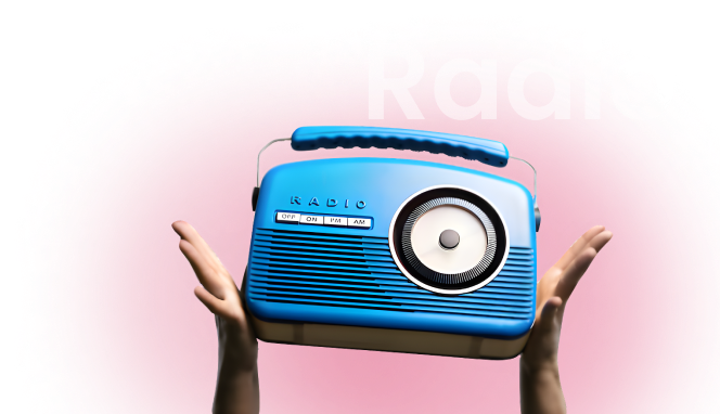 Hands holding radio